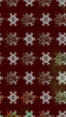 Çiçek desenli çizim. Raster illüstrasyonu. Asya tekstil tarzında. Kahverengi renkli çiçekler. Raster illüstrasyonu.