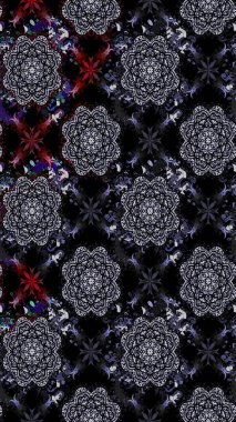 3D çiçekler, eskiz. Raster illüstrasyonu. Siyah renklerde.