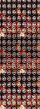 Çiçek deseni. Siyah renkte çiçek çizimi. Şatafatlı bahar bahçesi dokusu. Siyah renkli çiçekler. Raster illüstrasyonu.