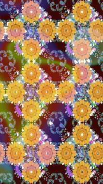 Sarı renkli sarı papatya deseni. Raster illüstrasyonu. Sarı renklerde.