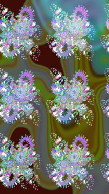 Tekstil tasarımı için yeşil renkli geleneksel halk çiçekleri buketi. Üzerinde gelincikler ve vadi zambakları olan renkli çiçek desenli nakış..