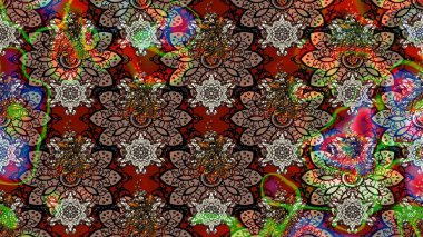 Raster illüstrasyonundaki çiçek desenli çizim. Kahverengi renkte çiçekler.