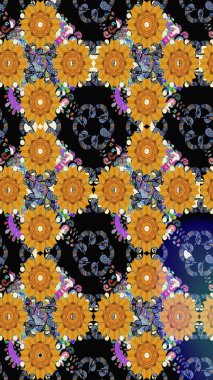 Çiçek deseni. Raster illüstrasyonu. Chichi 'nin kumaş kalıbını çiz. Renkli Bahar Teması eskiz kalıbı. Düz Çiçek Elementleri Tasarımı.