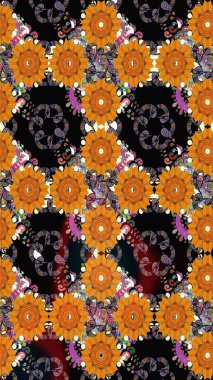 Çiçek deseni. Raster güzel kumaş deseni çiziyor. Renkli Bahar Teması eskiz kalıbı. Düz Çiçek Elementleri Tasarımı.