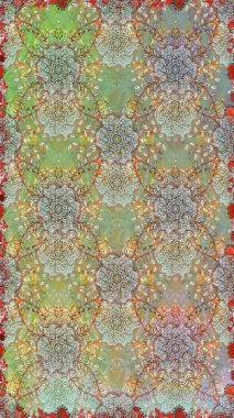 Çiçek ve yapraklı çiçek deseni. Raster illüstrasyonu. Küçük çiçekli şirin desen.