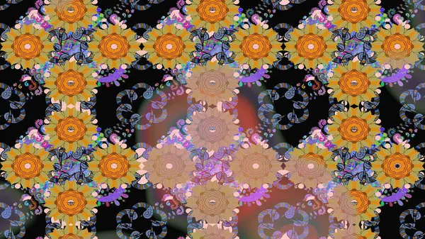 El çizimi çiçek çizimi deseni (fayans). Tekstil için suluboya eskiz deseni. Sevimli çiçekli, desenli, siyah renkli çizim deseni.