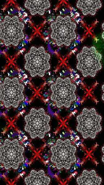 Motley illüstrasyonu. Küçük renkli çiçekler. Küçük çiçekte güzel bir desen. Moda baskıları için zarif bir şablon. Siyah çiçekli bahar çiçekleri.