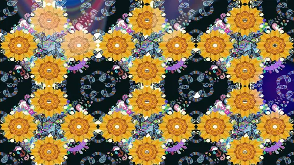 Küçük bir çiçekte eskiz deseni. Güzel kumaş deseni. Raster illüstrasyonu. Güzel çiçek arkaplanı..