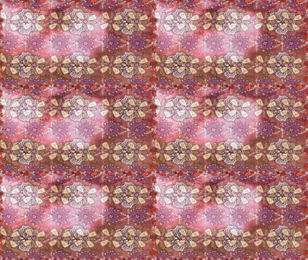 Çiçekli bahar çiçekleri. Küçük çiçekte güzel bir desen. Küçük renkli çiçekler. Moda baskıları için zarif bir şablon. Motley illüstrasyonu.