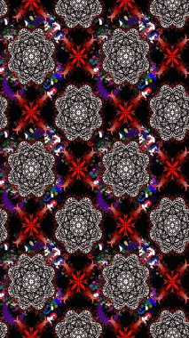 Çiçek desenli çizim. Raster illüstrasyonu. Asya tekstil tarzında. Güzel kumaş deseni. Renkli Bahar Teması eskiz kalıbı. Düz Çiçek Elementleri Tasarımı.