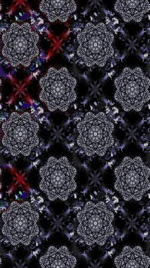 3D çiçekler, eskiz. Raster illüstrasyonu. Siyah renklerde.