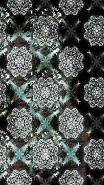 Çiçekli karalama şeklinde Raster çiçek deseni. Gri renkte yaz çiçekleri. Raster illüstrasyonu.