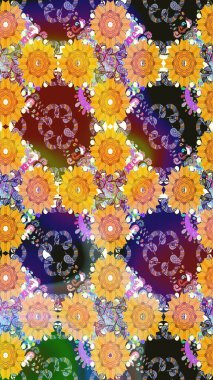 Küçük çiçekteki sevimli çiçek deseni. Güzel karalamalı çiçek desenli çizim. Güzel kumaş deseni. Raster illüstrasyonu.