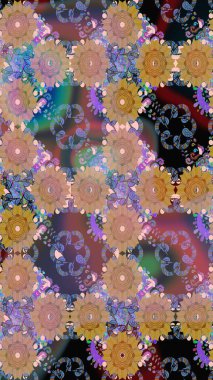 Ağaç dallı bahar çiçekleriyle desen, çiçek siluetiyle nötr renkler. Raster deseni.