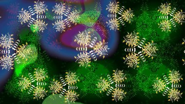 Yeşil renkte güzel çiçekler, suluboya desenli, duvar kağıdı, kart ya da kumaş için fayanslı eskizler. Raster..