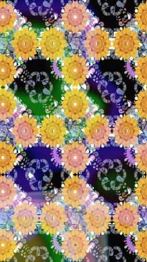 Küçük çiçekteki sevimli çiçek deseni. Raster illüstrasyonu. Çizim.