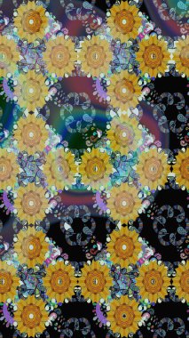 Çiçek süslemeli çizim deseni. Tarafsız renklerde çiçekler. Raster illüstrasyonu.