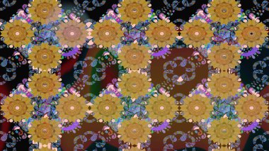 Parlak elementlerin. Çizim çiçek deseni duvar kağıdı, web sitesi arka planı, ambalaj kağıdı, davetiye, broşür, afiş veya web sitesi için kullanılabilir. El çizimi Raster illüstrasyonu.