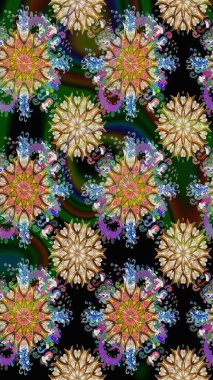 Yapraklı çizim şekli. Şirin, zarif çiçekler Raster illüstrasyonu. Poster ya da kapak için arka plan. Tekstil için figür. Davetiye ve kartpostal tasarımı için dekoratif çiçek unsurları.