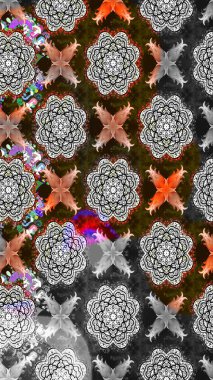 Parlak renkli çiçekleri ve gri renkli yaprakları olan harika bir çiçek deseni. Moda baskıları için zarif bir şablon. Modern çiçek arkaplanı. Halk stili.