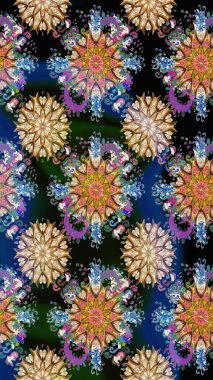 Küçük çiçekteki sevimli çiçek deseni. Mavi renkli çiçekler. Raster illüstrasyonu.