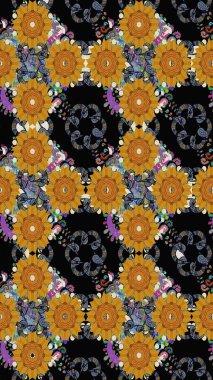 Raster güzel bir çiçek deseni çizmiş. Bahar mevsimi. Tatil havası. Nazik romantik baskı. Siyah renkte çiçekler.