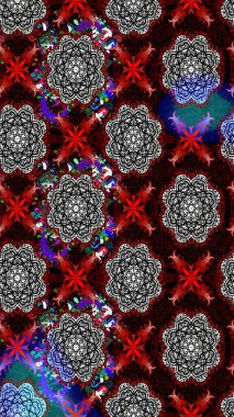 Çiçeksel çizim kalıbının yansıması. Vadinin çiçekleri siyah renklerde.