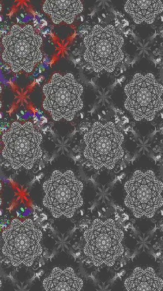 Çiçekli güzel suluboya desen. Raster illüstrasyonu. Gri renklerde.