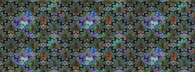 Çiçekli eskiz çizimi. Renkli Yaz Temalı eskiz kalıbı. Mavi renkli çiçekler. Düz Çiçek Elementleri Tasarımı.