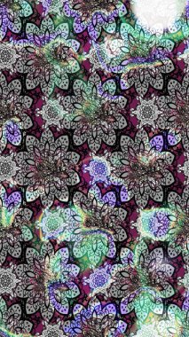 Tropik çiçek desenleri. Gri renkli çiçekler. Raster illüstrasyonu.