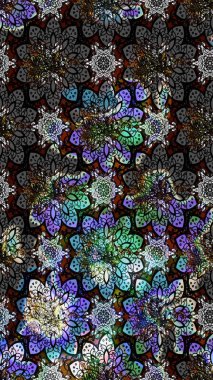 Raster illüstrasyonundaki çiçek desenli çizim. Suluboya tarzında siyah renkte çiçekler.