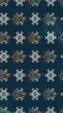 Soyut etnik raster çizim kalıbı. Kabile sanatı boho baskısı, klasik çiçek arkaplanı. Arkaplan dokusu, duvar kağıdı, mavi renkli çiçek teması.