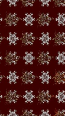 Çiçek desenli çizim. Raster illüstrasyonu. Asya tekstil tarzında. Kahverengi renkli çiçekler. Raster illüstrasyonu.