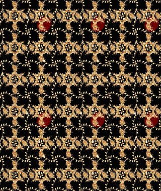 Raster - stok. Eskiz arkaplan modeli. Yapraklı çiçekler ve siyah renkli papatya çiçekleri..