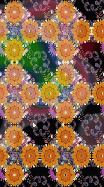 Güzel eskiz şekli. Raster çiçekli arka plan. Yazdır. Güzel kumaş deseni. Renkli Yaz Temalı eskiz kalıbı. Düz Çiçek Elementleri Tasarımı.