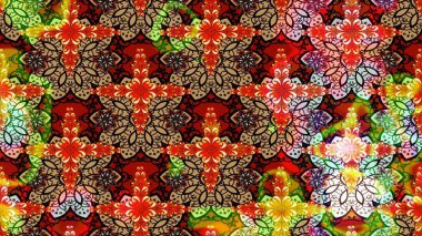 Renkli Bahar Teması eskiz kalıbı. Kırmızı renkte çiçekler. Raster illüstrasyonundaki çiçek desenli çizim. Düz Çiçek Elementleri Tasarımı.