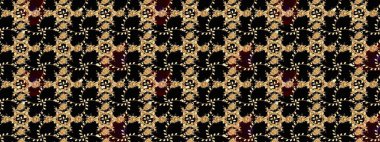 Siyah renkli etnik çiçeklerle süslenmiş zarif bir eskiz şekli. Raster Çiçek İllüstrasyon Şirin Tekstil.