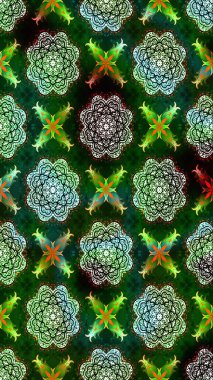 Yeşil renkli şirin çiçek deseni. Raster Modaya uygun kumaş deseni. Renkli Bahar Teması eskiz kalıbı. Düz Çiçek Elementleri Tasarımı.