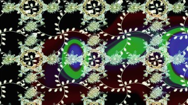 Raster illüstrasyonundaki çiçek desenli çizim. Renkli Bahar Teması eskiz kalıbı. Süslü kumaş deseni. Düz Çiçek Elementleri Tasarımı.