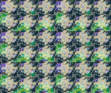 Robot resim. Motley illüstrasyonu. Moda baskıları için zarif bir şablon. Küçük çiçekte güzel bir desen. Küçük renkli çiçekler. Çiçekli yaz çiçekleri.