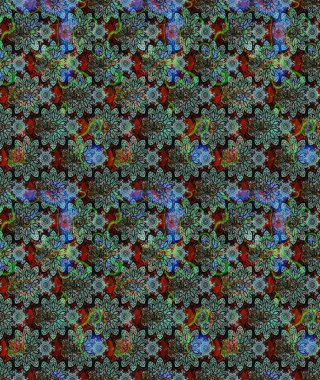 Çiçek arkaplan. Yeşil renkli şirin tekstil. Renkli çizim kalıbı. Raster illüstrasyonu. Çiçek duvar kağıdı.