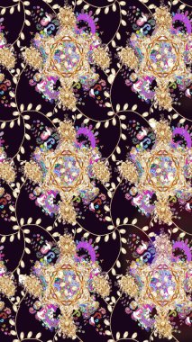 Hediye ambalaj kağıdı, tebrik kartları, posterler ve pankart tasarımı. Siyah renkli çiçekler. Raster düz çiçek çizim deseni.