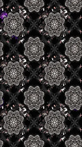 Kızılderili desenli desenli desenli şal deseni. Etnik Mandala süsü. Raster Henna dövme stili. Tekstil, tebrik kartı, boyama kitabı, telefon kılıfı baskısı için kullanılabilir.