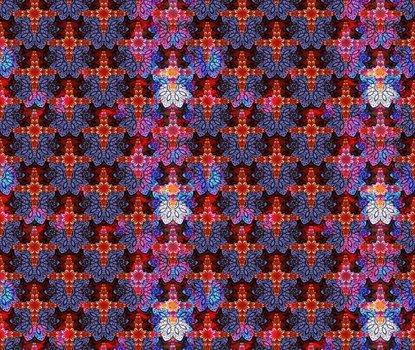 Raster illüstrasyonu. Mor renkli Asya tekstili. Suluboya çiçekli çiçek deseni.