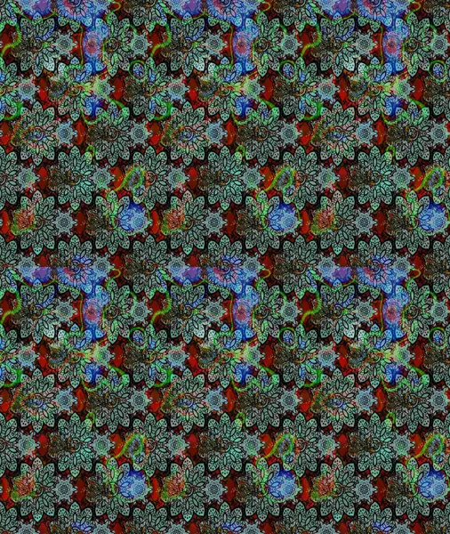 Çiçek arkaplan. Yeşil renkli şirin tekstil. Renkli çizim kalıbı. Raster illüstrasyonu. Çiçek duvar kağıdı.