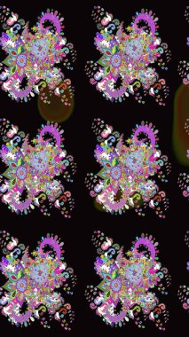 Küçük çiçekteki sevimli çiçek deseni. Raster illüstrasyonu. Nazik, yaz çiçekleri siyah renklerde. Raster deseni.