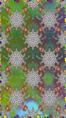 Raster Hip kumaş deseni. Kusursuz Vintage Çiçek Deseni.