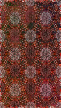 Üst manzara, yumuşak stil. Kahverengi ve gri renkte manzaralı çiçek deseni. Sevgililer günü ve tebrik kartı konsepti için şık bir davetiye. Çiçek kompozisyonu, el boyası, hassas şablon..