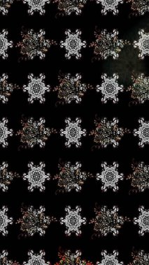 Raster düz çiçek çizim deseni. Hediye ambalaj kağıdı, tebrik kartları, posterler ve pankart tasarımı. Siyah renkte çiçekler.