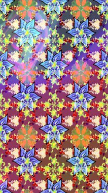 Tarafsız ve mavi renklerde. Güzel kumaş deseni. Raster illüstrasyonu. Raster illüstrasyonunda çiçek deseni çizimi.